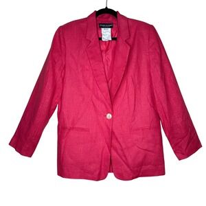 Benard Holtzman NWT Pink 100% Linen Blazer Size 8‎ Women's Career Minimalist
